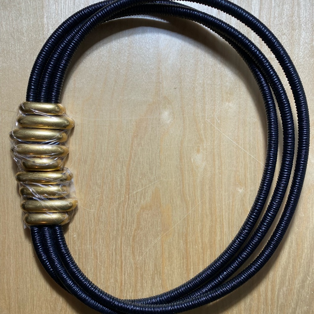Bottega Veneta Black and Gold Belt